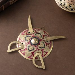 Indian Home Decor – Brass Dhal with Talwar Set (Handcrafted Wall Hanging)